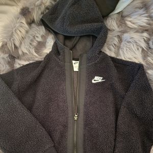 Black Nike Sherpa Jacket with hood